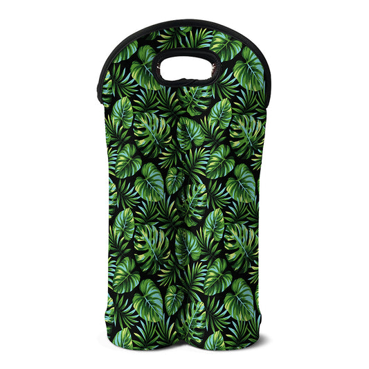 Tropical Monstera Leaves Pattern Print Double Neoprene Wine Tote