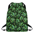 Tropical Monstera Leaves Pattern Print Drawstring Backpack