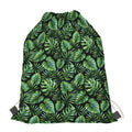 Tropical Monstera Leaves Pattern Print Drawstring Bag
