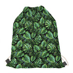 Tropical Monstera Leaves Pattern Print Drawstring Bag