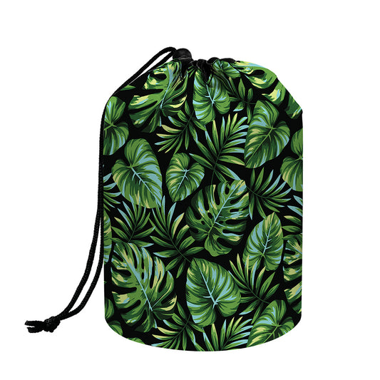 Tropical Monstera Leaves Pattern Print Drawstring Makeup Bag