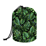 Tropical Monstera Leaves Pattern Print Drawstring Makeup Bag