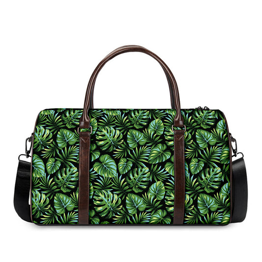 Tropical Monstera Leaves Pattern Print Duffle Bag