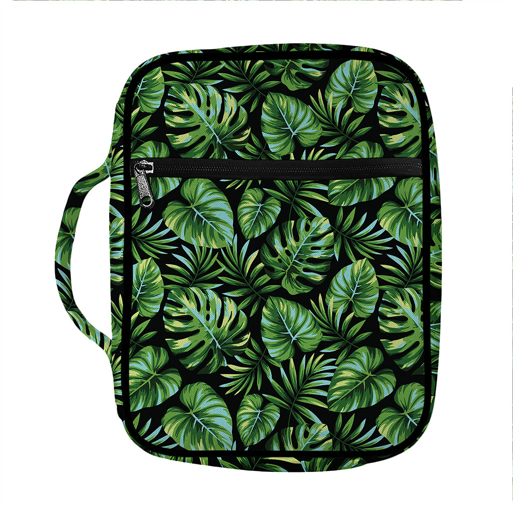 Tropical Monstera Leaves Pattern Print Front Pocket Bible Bag