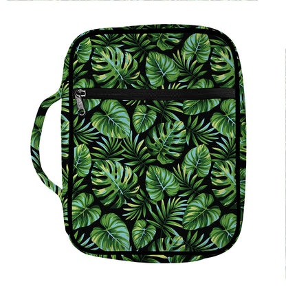 Tropical Monstera Leaves Pattern Print Front Pocket Bible Bag