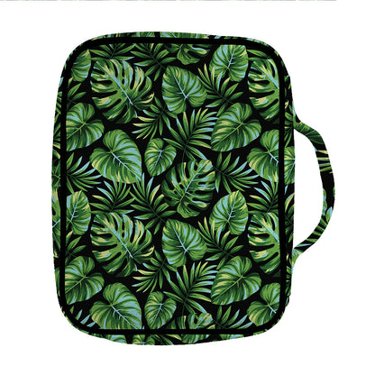 Tropical Monstera Leaves Pattern Print Front Pocket Bible Bag