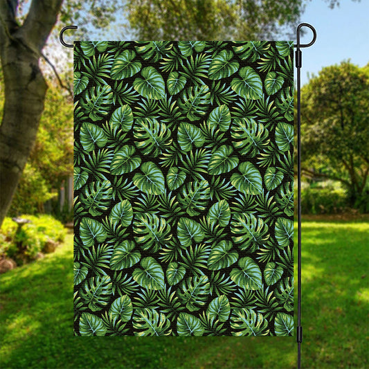 Tropical Monstera Leaves Pattern Print Garden Flag