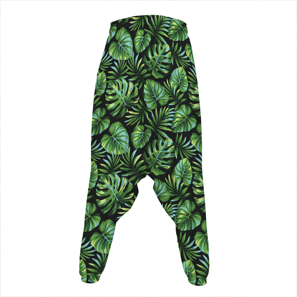 Tropical Monstera Leaves Pattern Print Hammer Pants