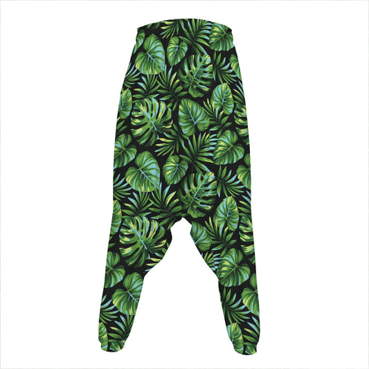 Tropical Monstera Leaves Pattern Print Hammer Pants