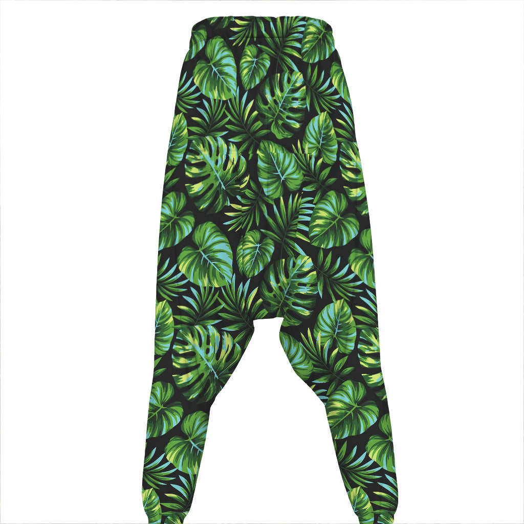 Tropical Monstera Leaves Pattern Print Hammer Pants