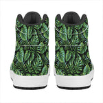 Tropical Monstera Leaves Pattern Print High Top Leather Sneakers
