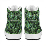 Tropical Monstera Leaves Pattern Print High Top Leather Sneakers