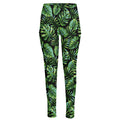 Tropical Monstera Leaves Pattern Print High-Waisted Pocket Leggings