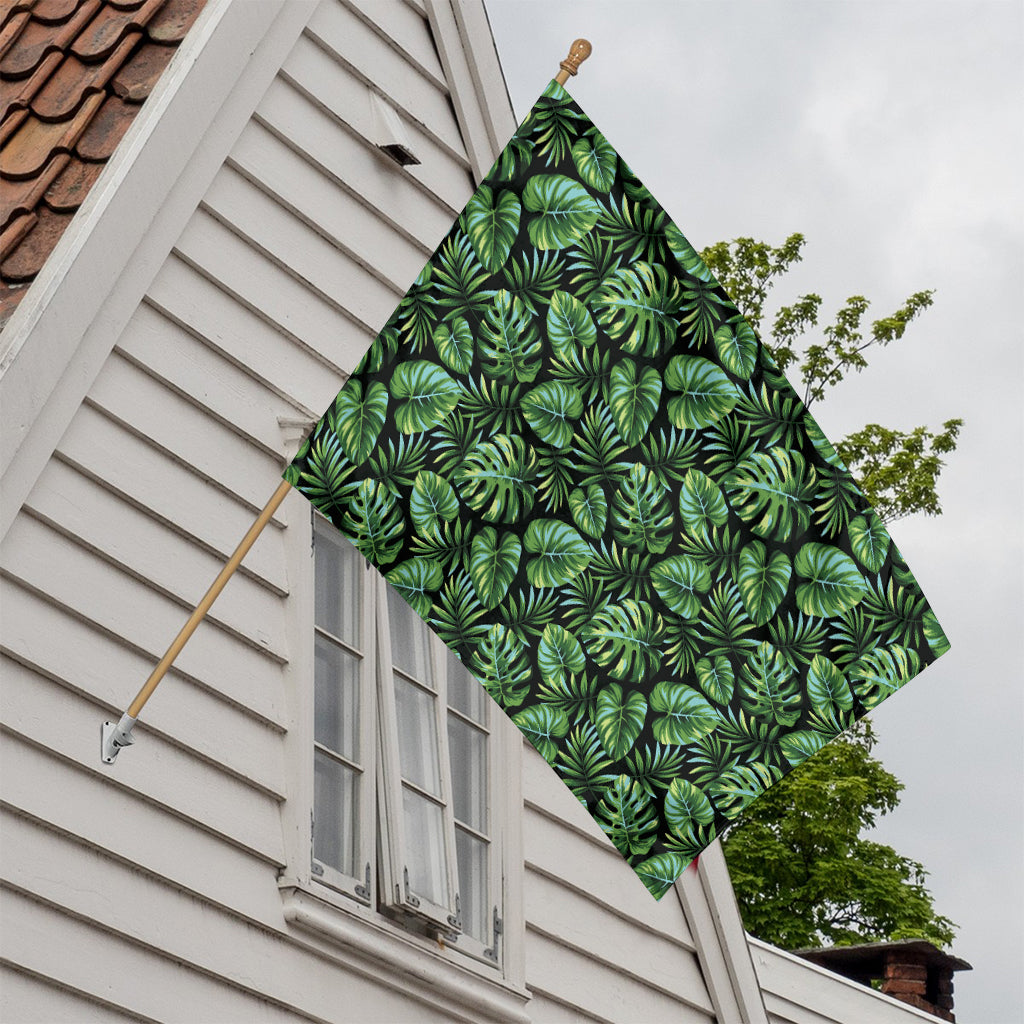 Tropical Monstera Leaves Pattern Print House Flag