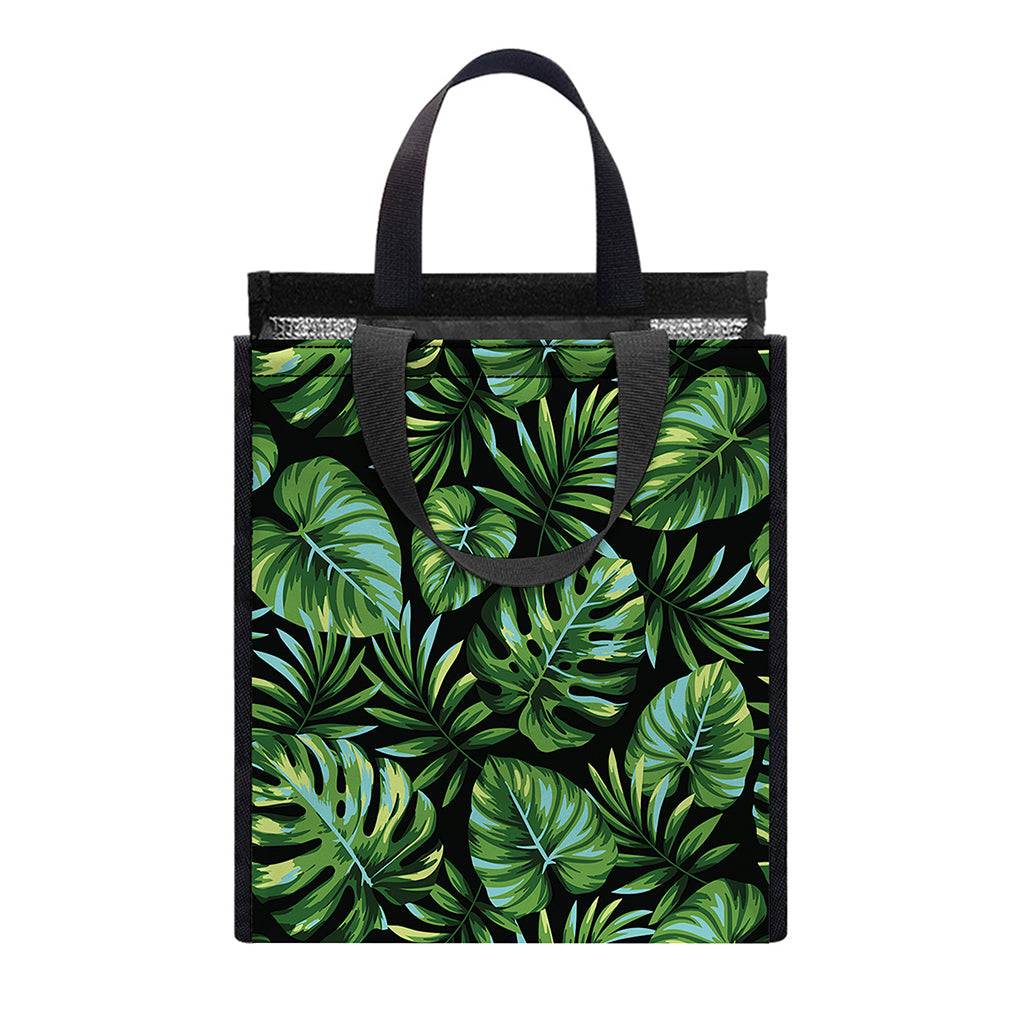 Tropical Monstera Leaves Pattern Print Insulated Lunch Tote