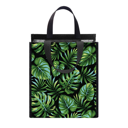 Tropical Monstera Leaves Pattern Print Insulated Lunch Tote