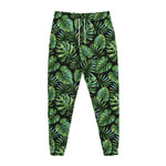 Tropical Monstera Leaves Pattern Print Jogger Pants