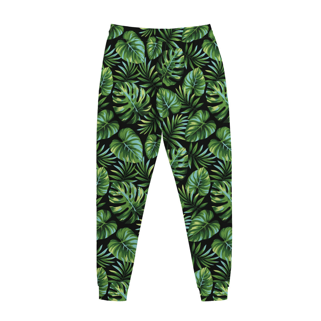 Tropical Monstera Leaves Pattern Print Jogger Pants