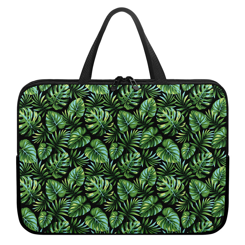 Tropical Monstera Leaves Pattern Print Laptop Sleeve With Handle