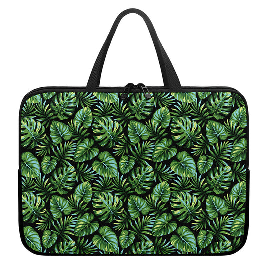 Tropical Monstera Leaves Pattern Print Laptop Sleeve With Handle