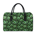 Tropical Monstera Leaves Pattern Print Leather Duffel Bag