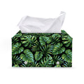 Tropical Monstera Leaves Pattern Print Leather Tissue Box Cover