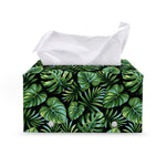 Tropical Monstera Leaves Pattern Print Leather Tissue Box Cover