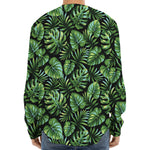 Tropical Monstera Leaves Pattern Print Long Sleeve Baseball Jersey