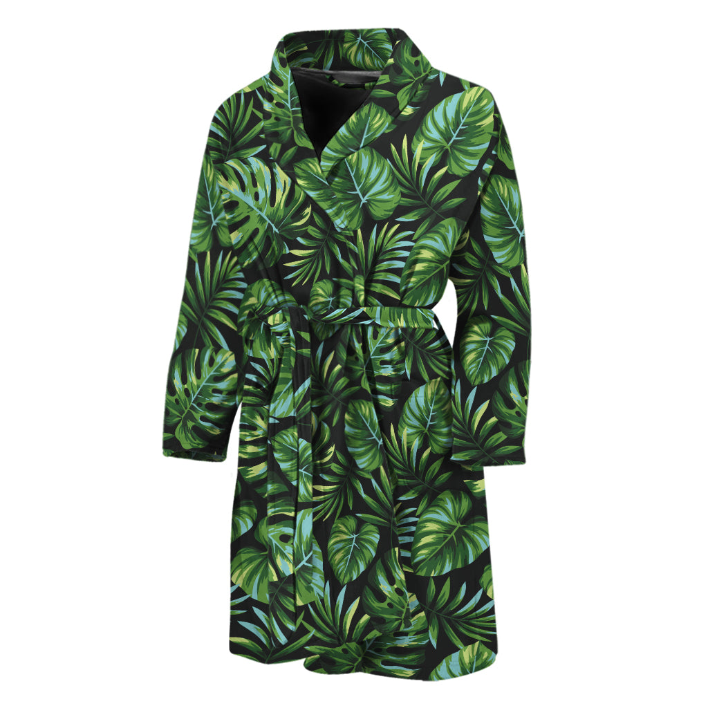 Tropical Monstera Leaves Pattern Print Men's Bathrobe