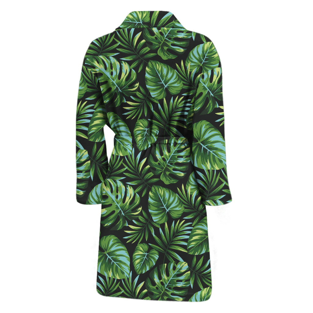 Tropical Monstera Leaves Pattern Print Men's Bathrobe