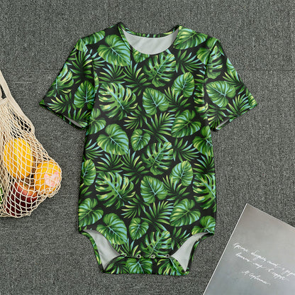 Tropical Monstera Leaves Pattern Print Men's Bodysuit