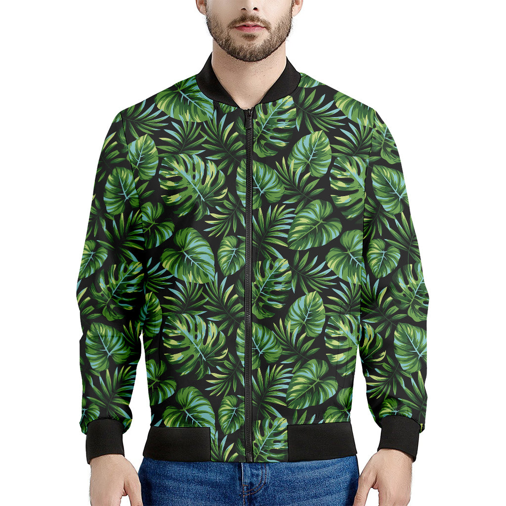 Tropical Monstera Leaves Pattern Print Men's Bomber Jacket
