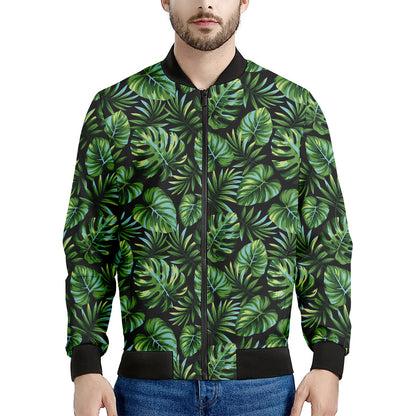 Tropical Monstera Leaves Pattern Print Men's Bomber Jacket