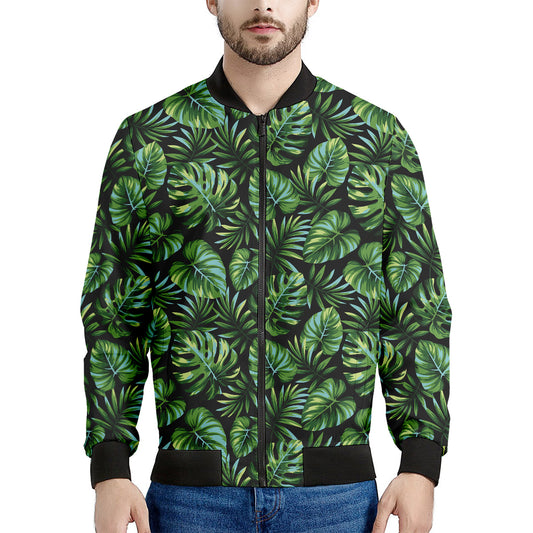 Tropical Monstera Leaves Pattern Print Men's Bomber Jacket