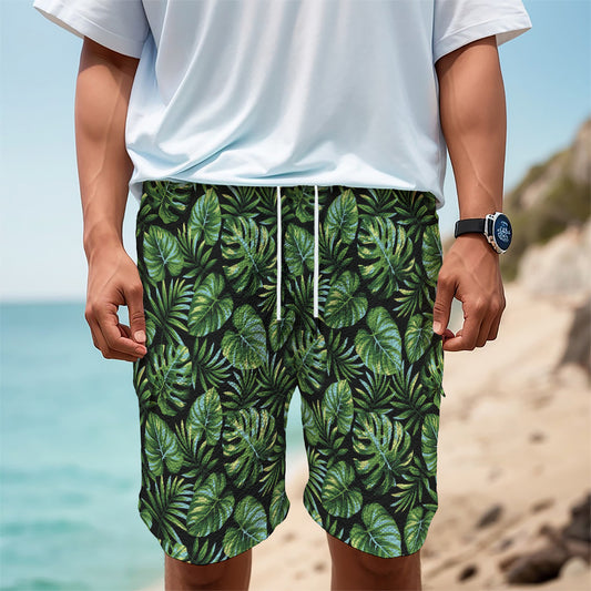 Tropical Monstera Leaves Pattern Print Men's Cargo Shorts