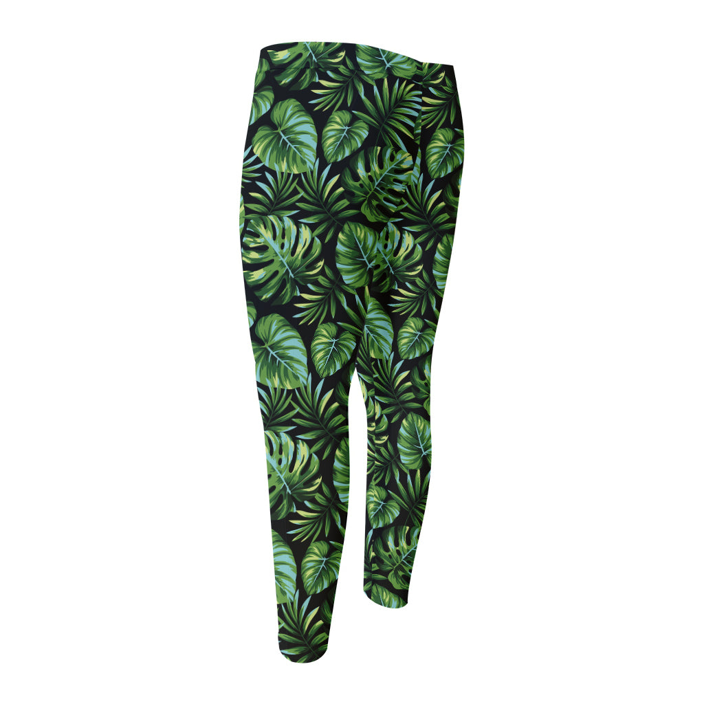 Tropical Monstera Leaves Pattern Print Men's Compression Pants