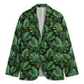 Tropical Monstera Leaves Pattern Print Men's Cotton Blazer