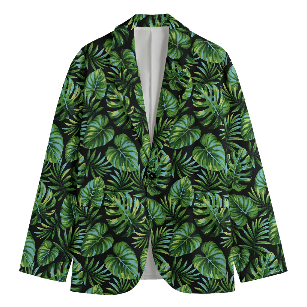 Tropical Monstera Leaves Pattern Print Men's Cotton Blazer