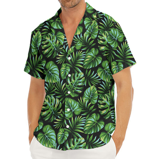 Tropical Monstera Leaves Pattern Print Men's Deep V-Neck Shirt