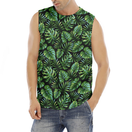 Tropical Monstera Leaves Pattern Print Men's Fitness Tank Top