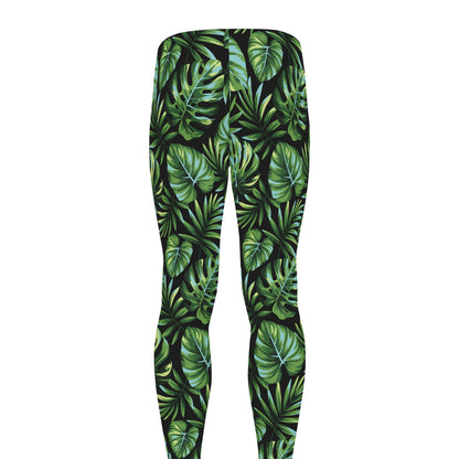 Tropical Monstera Leaves Pattern Print Men's leggings