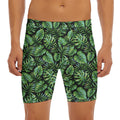Tropical Monstera Leaves Pattern Print Men's Long Boxer Briefs