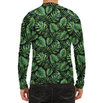 Tropical Monstera Leaves Pattern Print Men's Long Sleeve Rash Guard