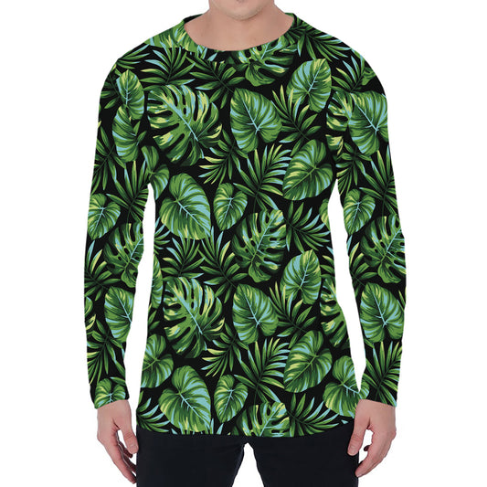 Tropical Monstera Leaves Pattern Print Men's Long Sleeve T-Shirt