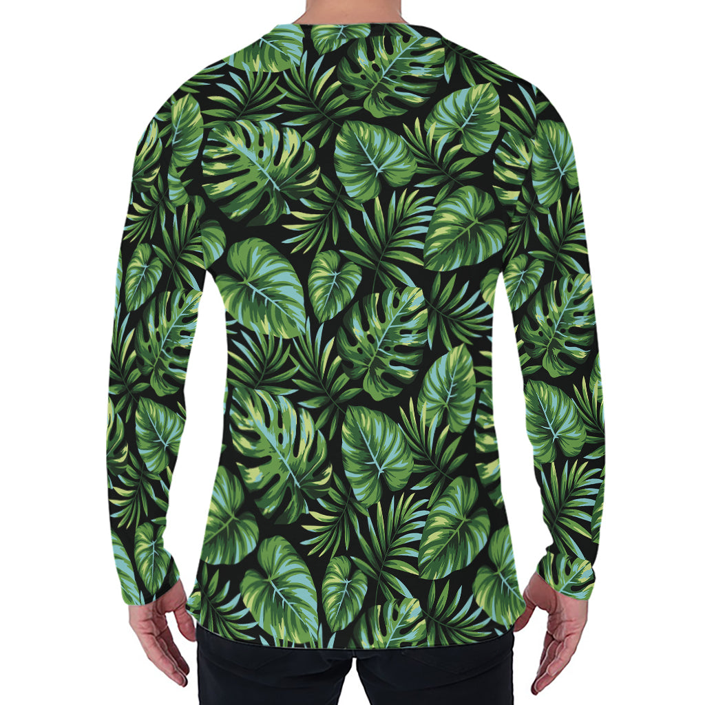 Tropical Monstera Leaves Pattern Print Men's Long Sleeve T-Shirt