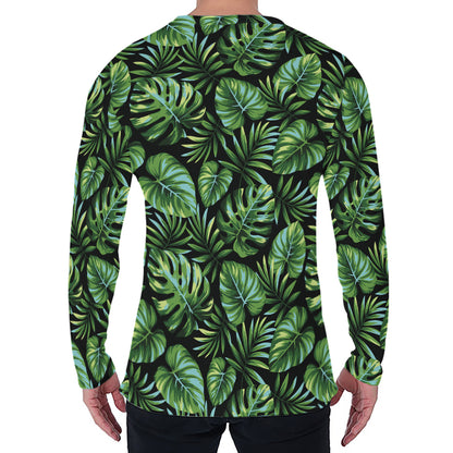 Tropical Monstera Leaves Pattern Print Men's Long Sleeve T-Shirt
