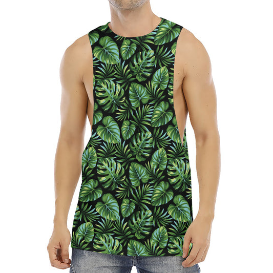 Tropical Monstera Leaves Pattern Print Men's Muscle Tank Top