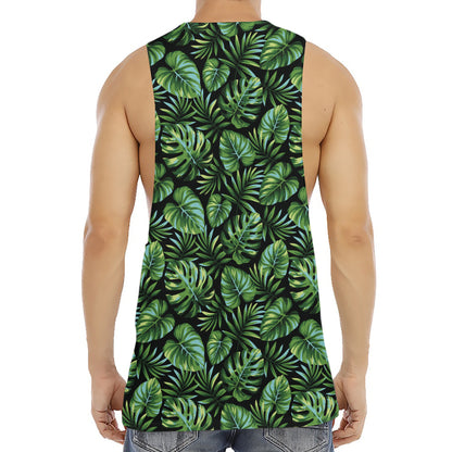 Tropical Monstera Leaves Pattern Print Men's Muscle Tank Top