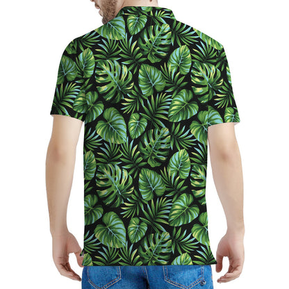 Tropical Monstera Leaves Pattern Print Men's Polo Shirt