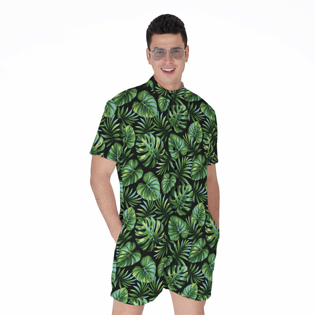 Tropical Monstera Leaves Pattern Print Men's Rompers